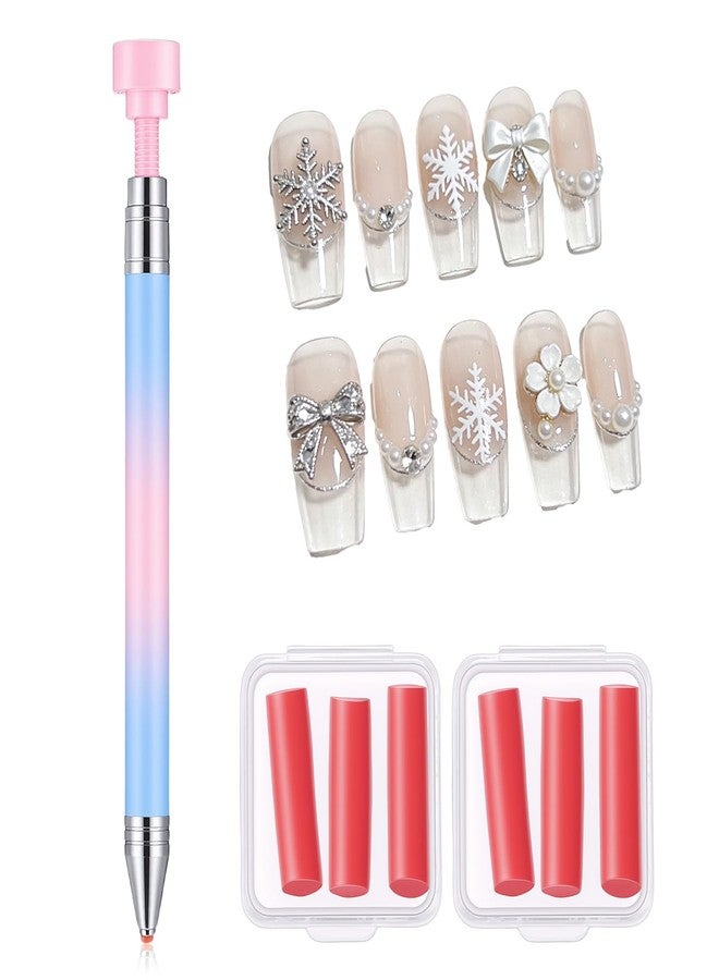 DOPENSPI 1PCS Rhinestone Picker Tool, Refillable Wax Pen with 6PCS Wax Refills Diamonds Art Pens Rhinestone Pickup Tool Nail Diamond Arts Painting Dotting Pen for Nail and Diamond Art Paint - Image 1